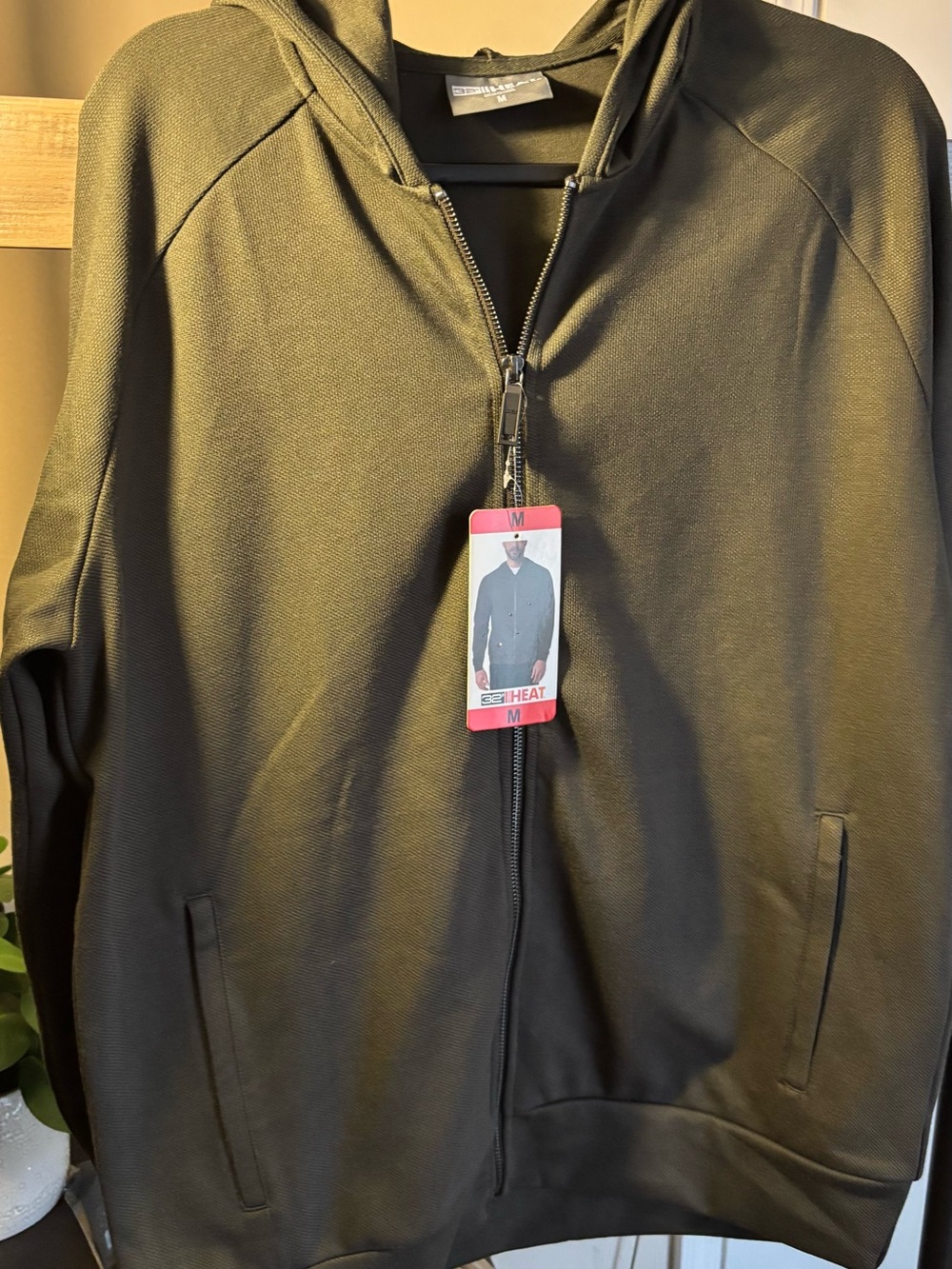 32 Degrees Olive Green Full-Zip Hoodie Sweater